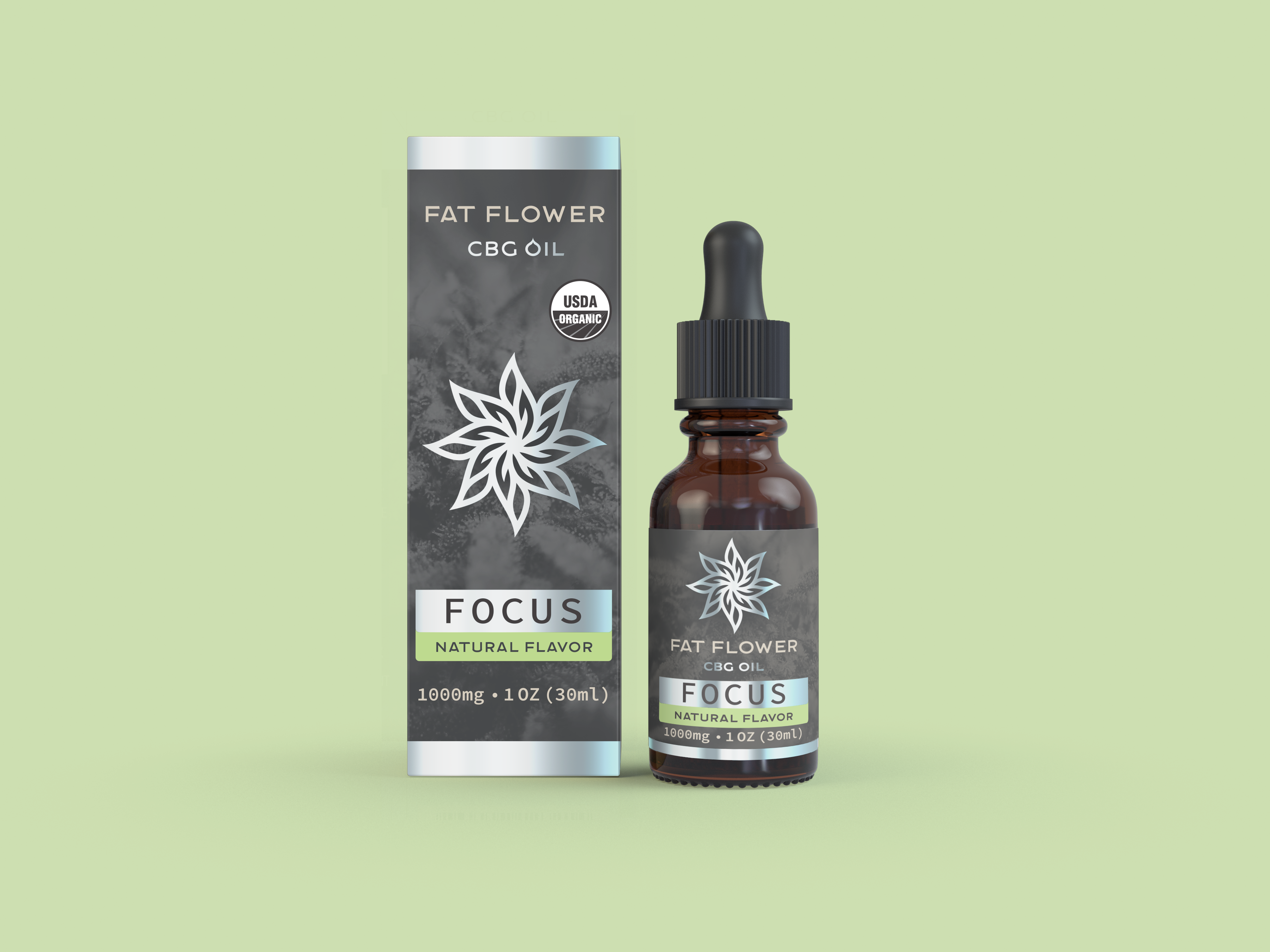 Fat Flower Focus full spectrum organic CBG oil natural flavor for mental clarity and anxiety relief with non-detect THC.
