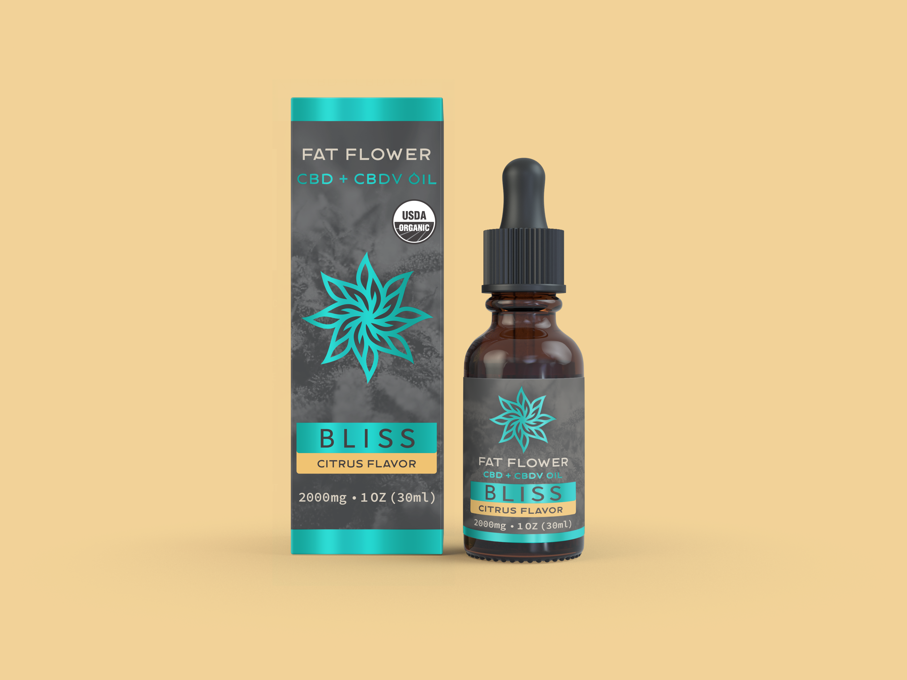 Fat Flower full spectrum certified organic CBD+CBDV oil tincture Citrus flavor 2000mg