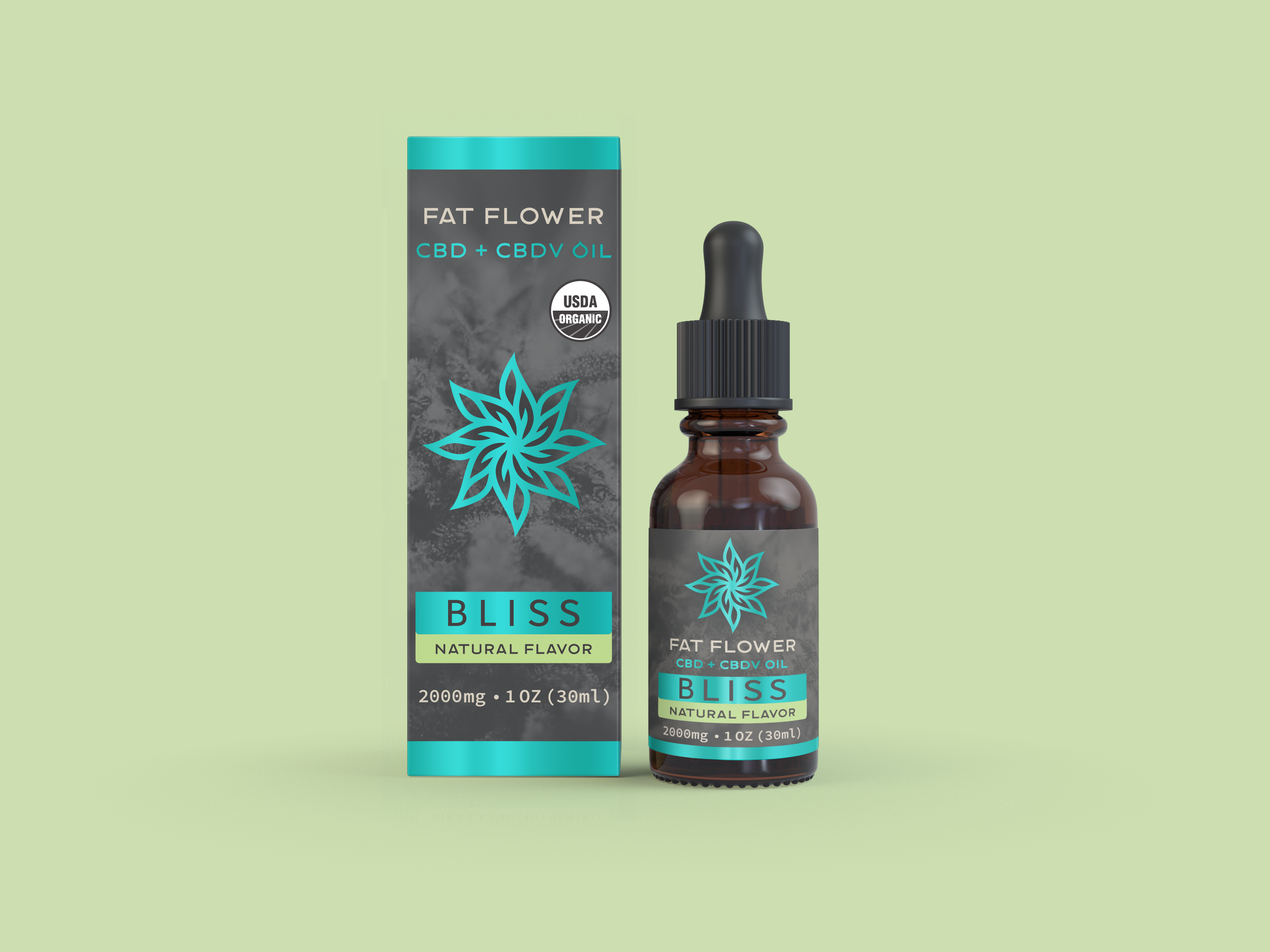 Fat Flower full spectrum certified organic CBD+CBDV oil tincture Natural flavor 2000mg
