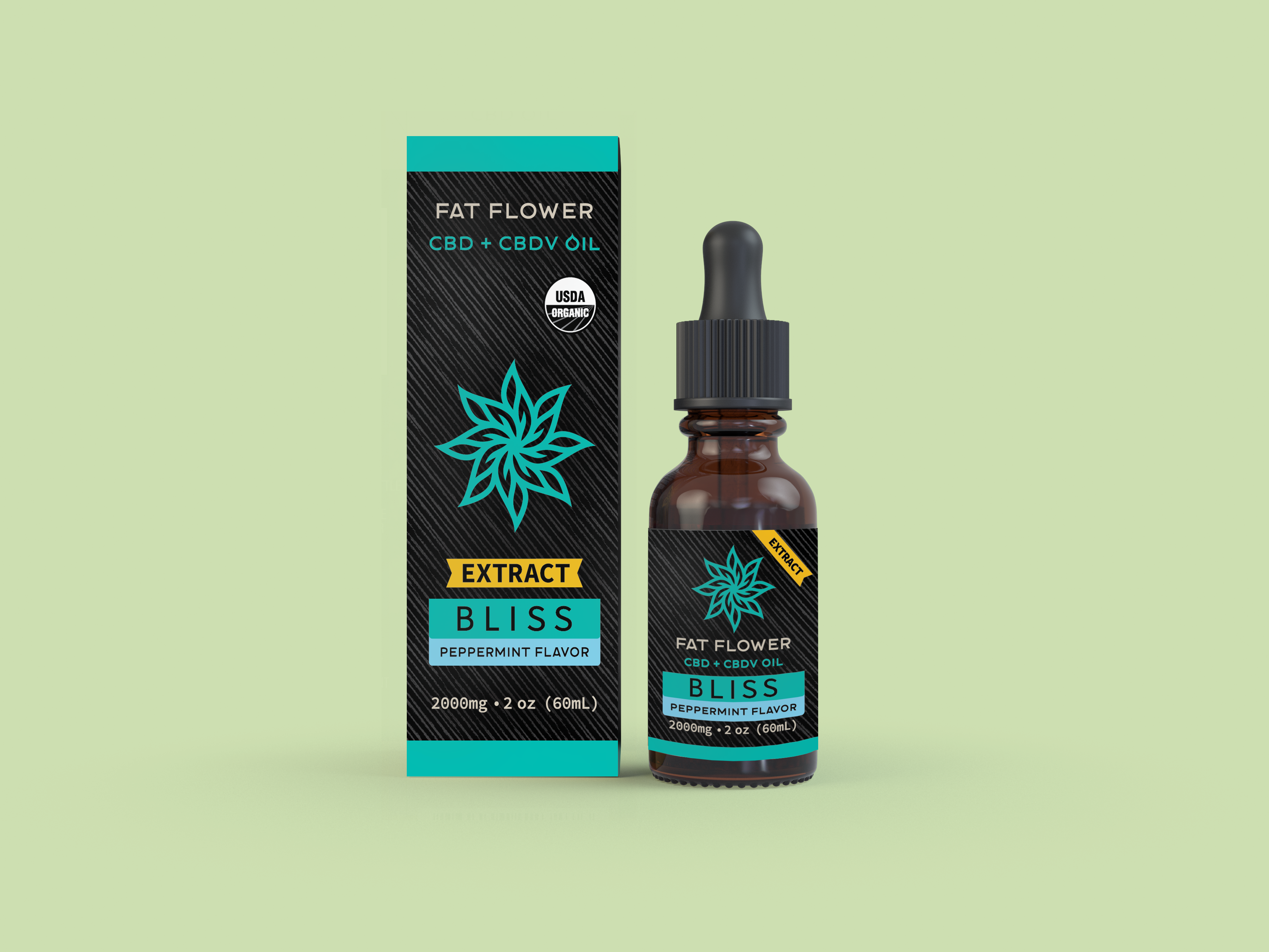 Fat Flower BLISS CBDV + CBD Extract 2000mg 2oz Peppermint flavor 