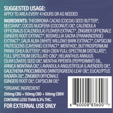 Ingredient list for Fat Flower organic full spectrum Relieve Muscle & Joint Balm with 250mg CBG, 150mg CBD and 100mg CBDV.