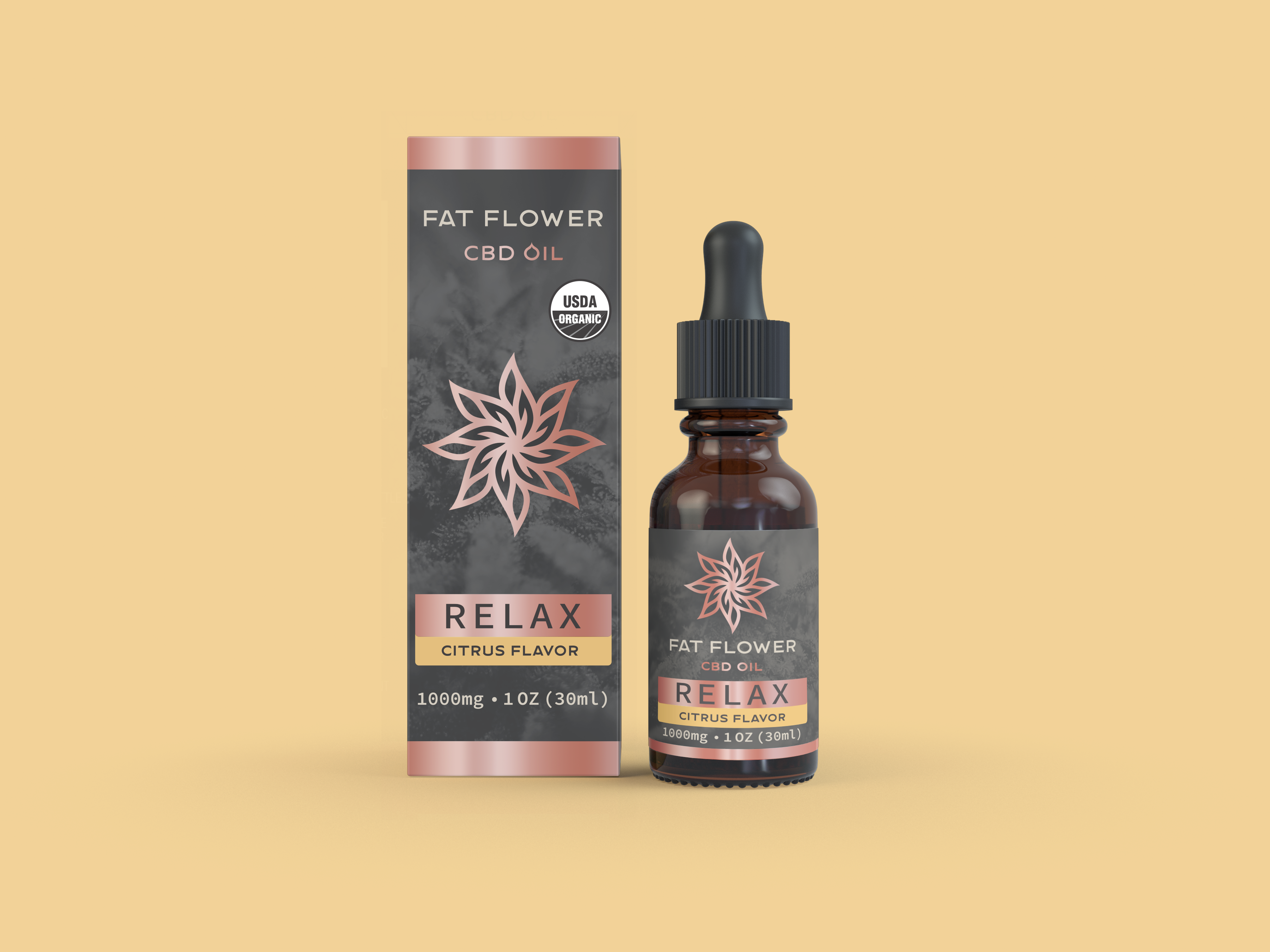 Relax full spectrum certified organic CBD 1000mg citrus flavor oil for sleep and anxiety relief with less than 0.3% THC.