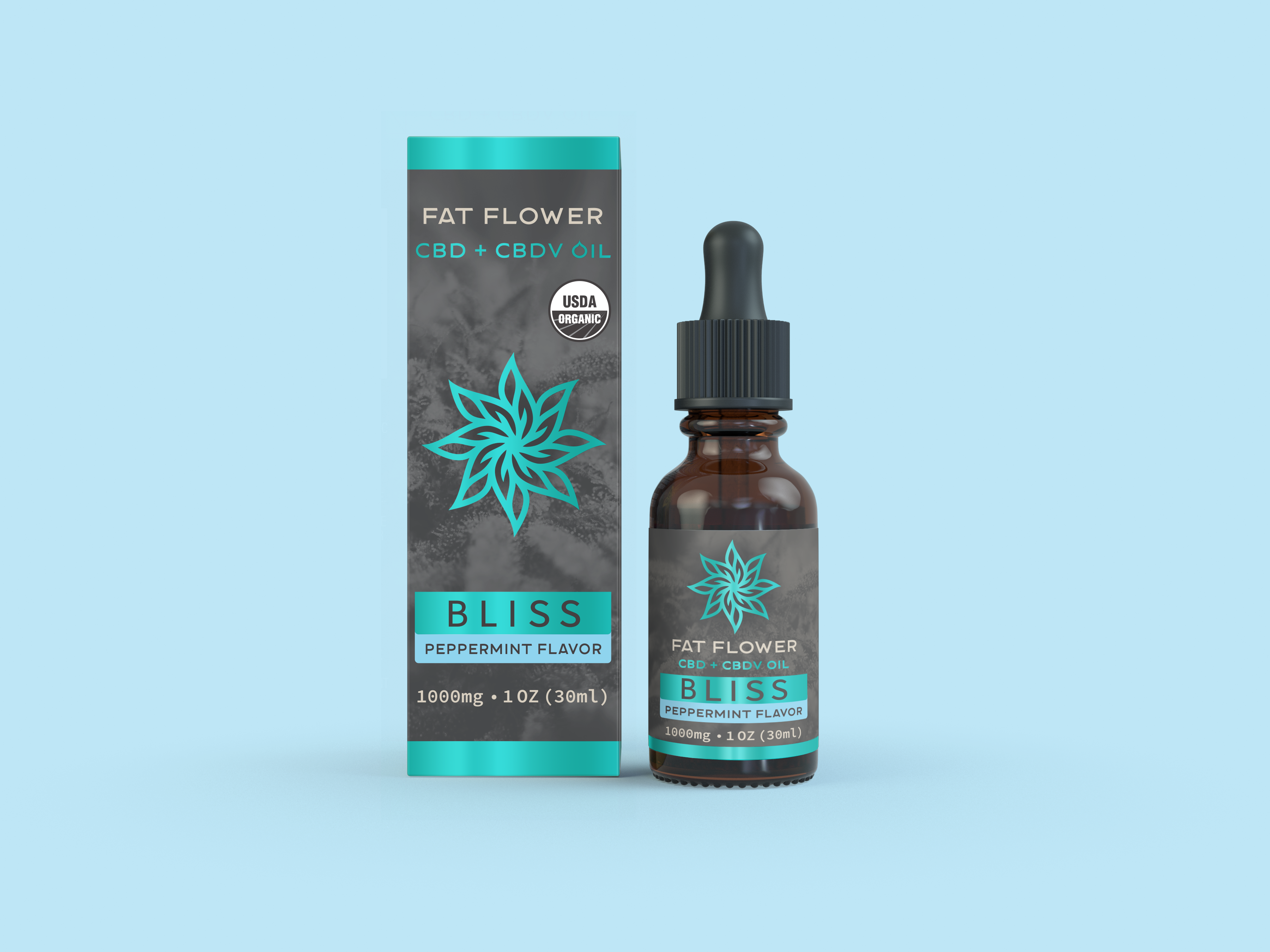 Bliss full spectrum certified organic anti-inflammatory CBD+CBDV 1000mg peppermint flavor oil. Contains less than 0.3% THC.